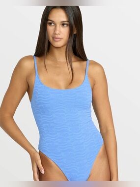 Volcom sol surfin one piece skimpy Periwinkle Textured Scoop-Back swimsuit